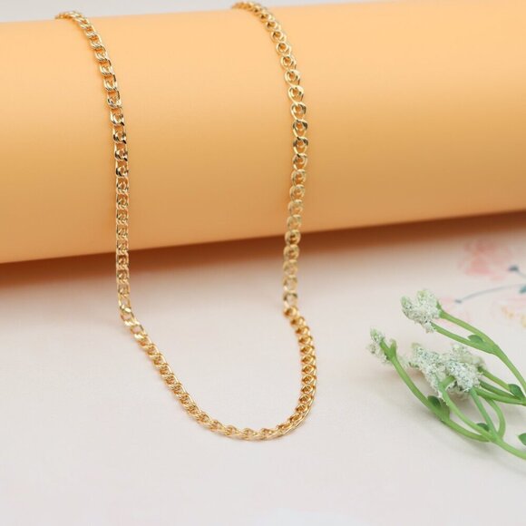"Shiny Rose Gold Curb Chain Necklace with Sleek Polished Finish , XPNL0175 - Picture 10 of 12